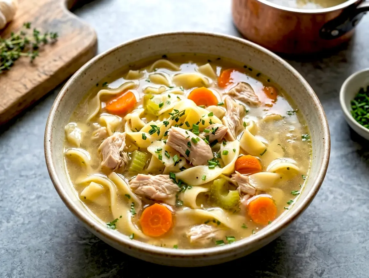 Homemade Chicken Noodle Soup with Whole Chicken